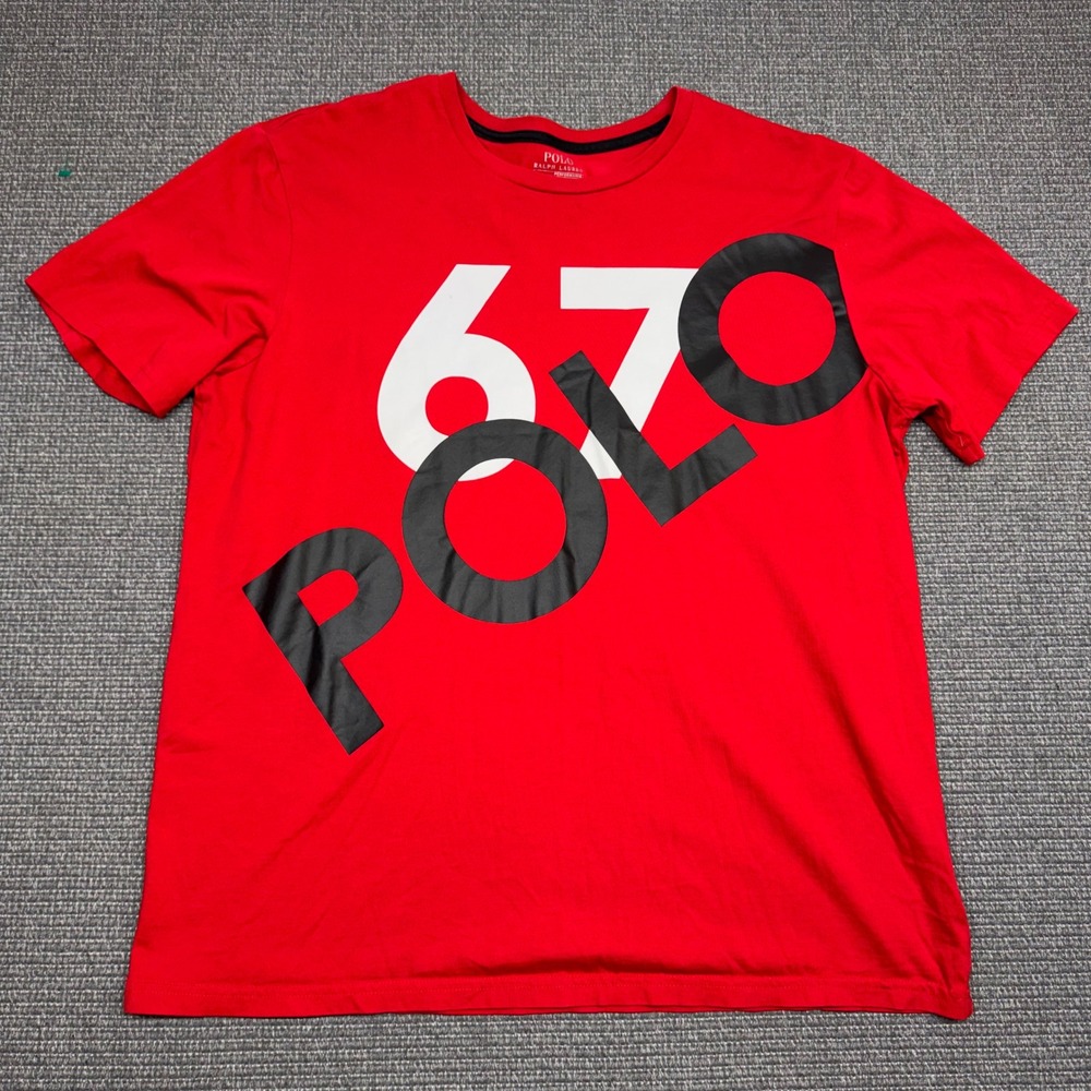 Polo Ralph Lauren Performance Mens Red Graphic 67 Logo T-Shirt Large